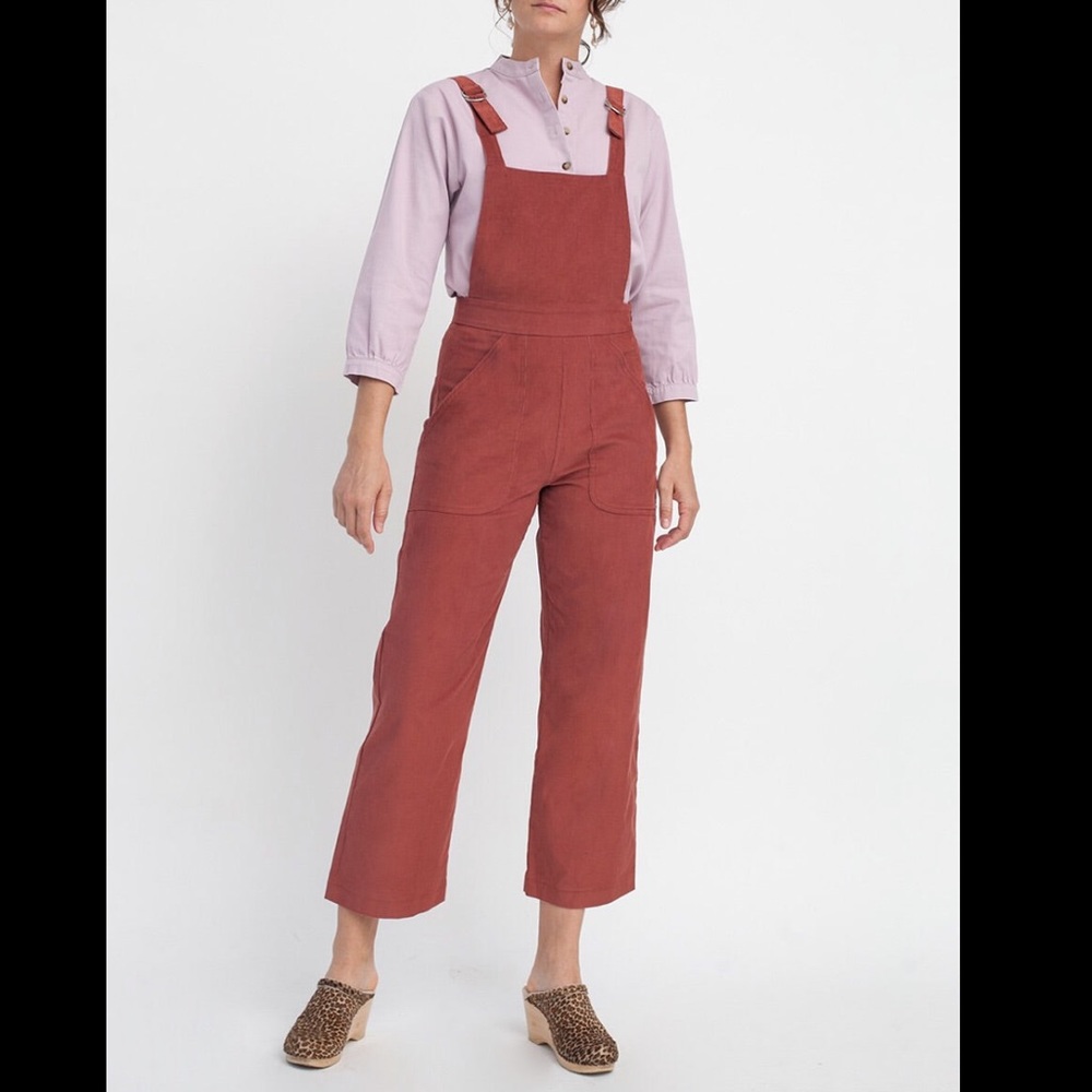 Loup NYC Flora Corduroy Rust Clay Overalls
